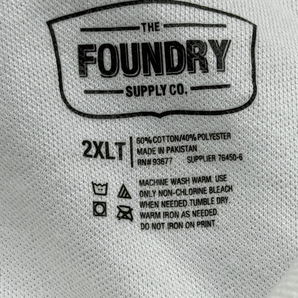 The Foundry Supply Co. Polo Shirt Mens 2XLT White Knit Tagless Casual Big & Tall